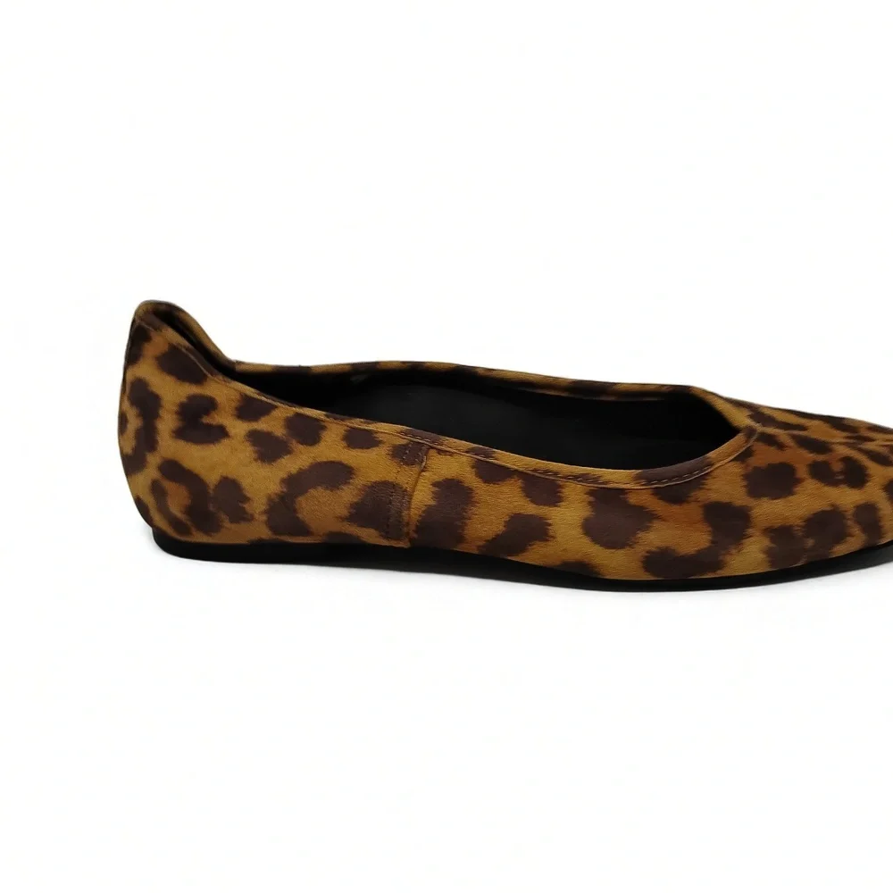 Vionic Orinda Leopard Ballet Flats Womens Size 6 Slip On Suede Comfort Shoes